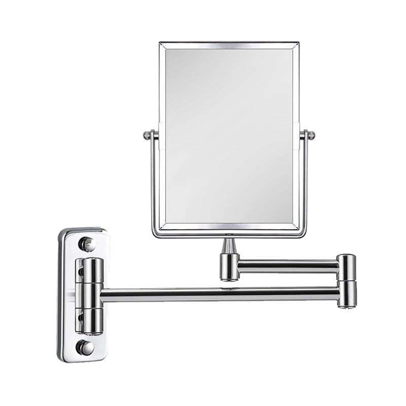 QiMH 3X Magnifying Wall Mounted Vanity Makeup Mirror | Rectangular 8x6 Inch with Extendable Arm | Polished Chrome Finish Double-Sided Swivel Mirror - Image 1